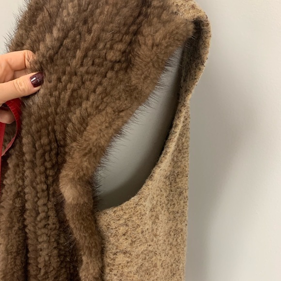 Women’s knitted mink Fur vest cover tassels Sz XL - Picture 10 of 14